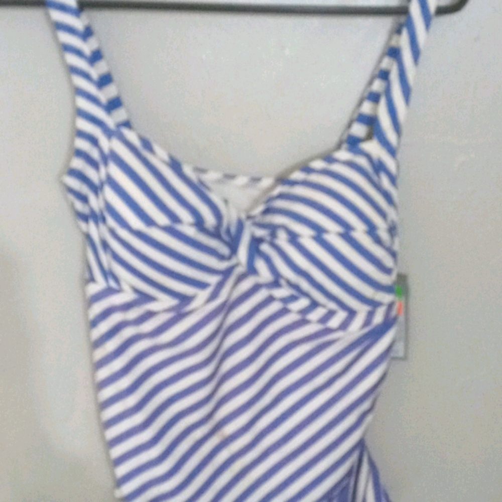 Swim Top Small Blue white